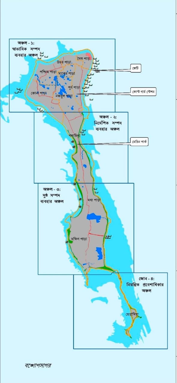 Which Four Zones Will St. Martin’s Island Be Divided Into?